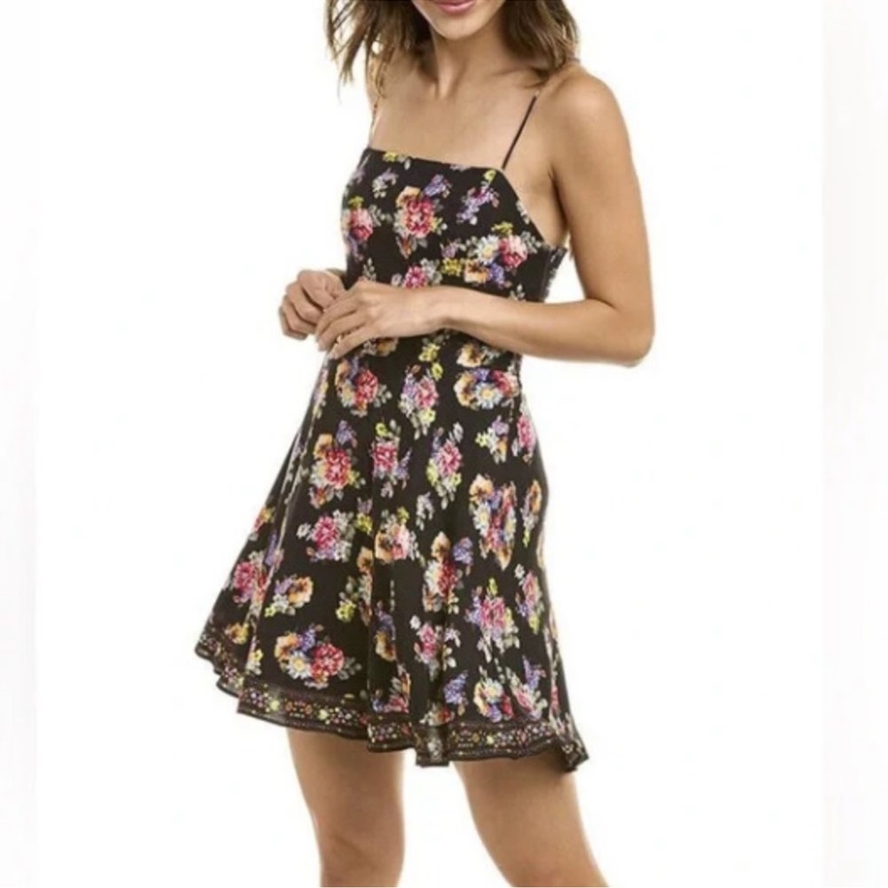 ALICE + OLIVIA GLINDA FLORAL SMOCKED CREPE MINI DRESS sz 12